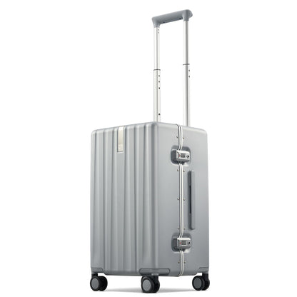 Hanke Premium 20 Inch Zipperless Carry-On Luggage, Aluminum Frame Hard Shell PC Suitcase with TSA Lock, Water-Resistant, 8 Quiet Spinner Wheels for Short Business Trips & Weekend Getaways（Grey）
