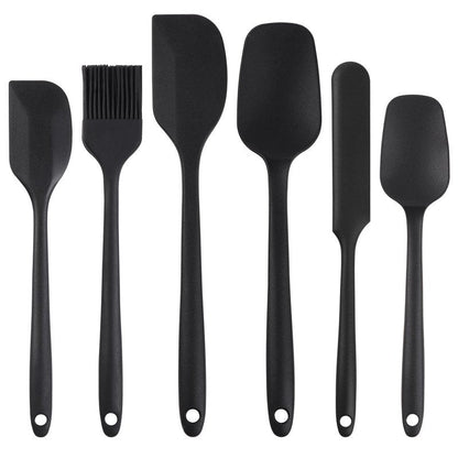 GeeRic Silicone Spatula Set, 6 PCS Non-Stick Kitchen Utensil Set, Heat Resistant Up to 600°F Kitchen Cooking and Serving Utensils Black