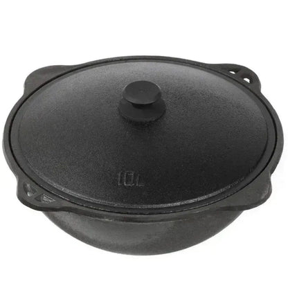 Dutch Oven Pot with Aluminum Lid 10 L (10.5 Quarts) - Camping Dutch Oven - Uzbek Kazan Cast Iron - Cast Iron Cookware Set – Premium Camping Cookware