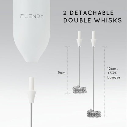 Flendy Rechargeable Milk Frother - Handheld Electric Drink Mixer with USB-C Charging Stand | Perfect for Coffee & Matcha