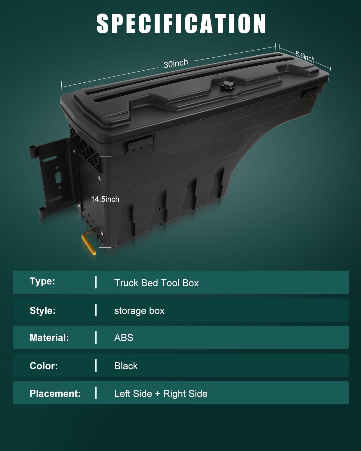 SCITOO Truck Bed Tool Box for Dodge Ram 1500 2019-2021 Left & Right Side,Multi-Compartment Dividers Organized Storage,Heavy Duty & No-Drill Installation