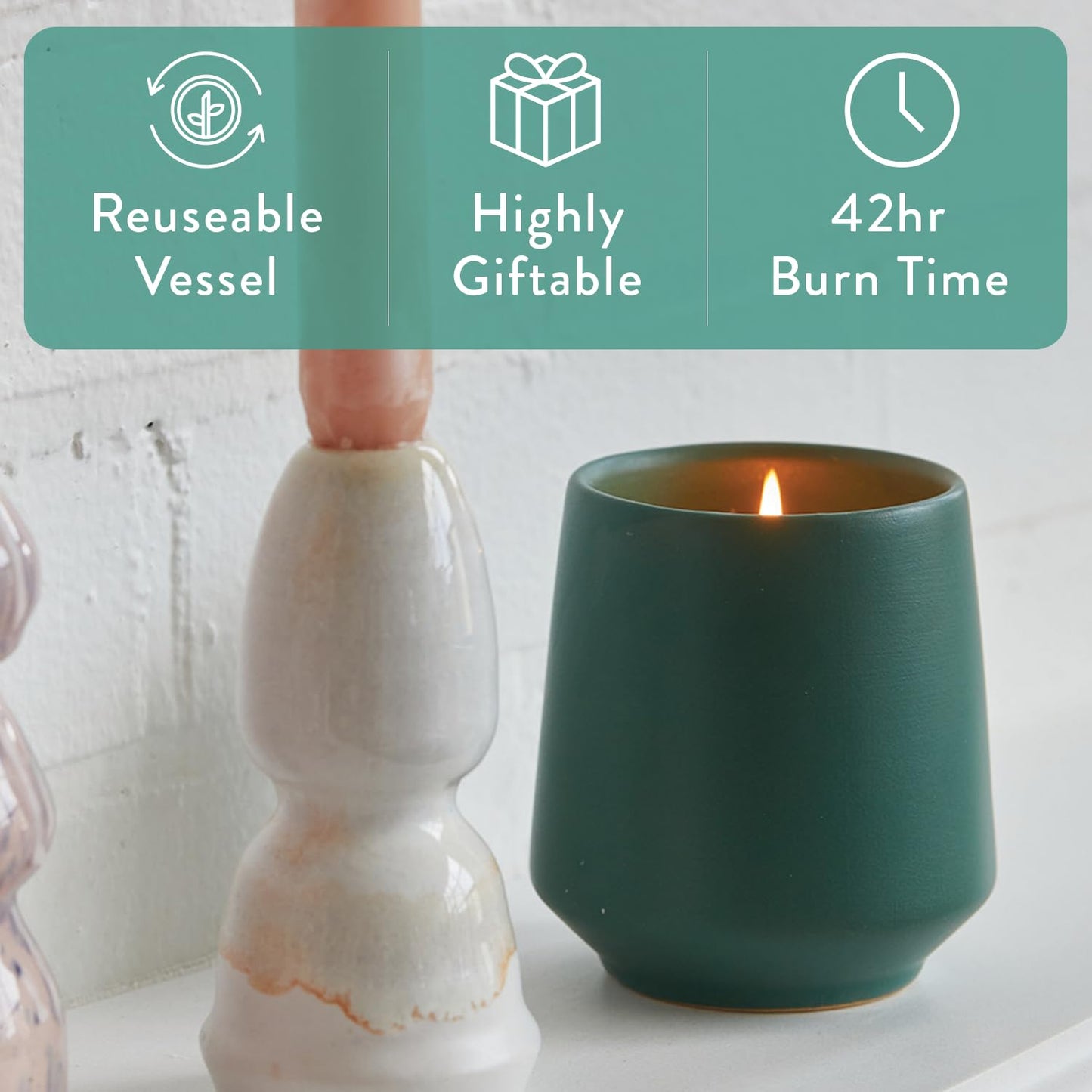 Modern Sprout - 2 in 1 Tonka Bean Scented & Soy Candle with Seeds that Grows into Thyme Plant - 6 oz w/ 42 hr Burn time in Matte Glaze Ceramic Vessel Ideal for Indoor Herb Garden