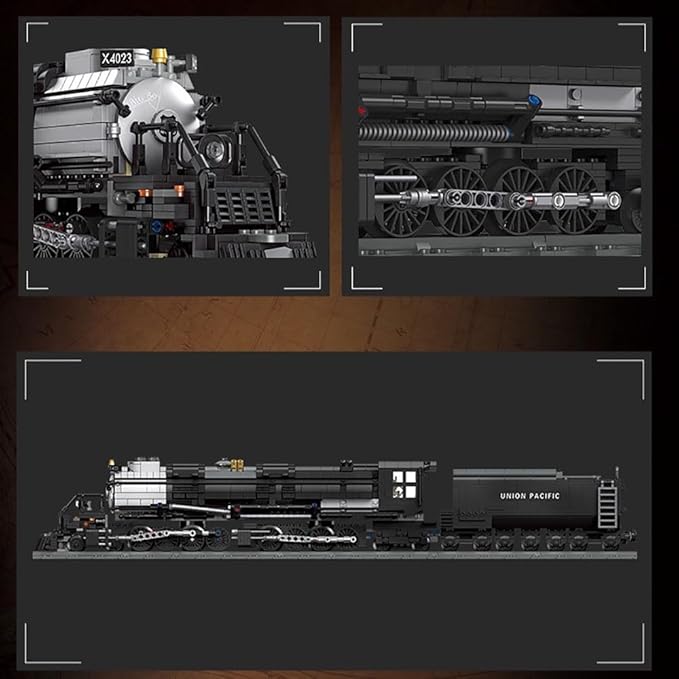 BIGBOY Steam Train Building Kit and Engineering Toy BIGBOY Locomotive with Track Display Set Collectible Steam Locomotive Display Kit Gift for Train Lovers(1608Pieces)