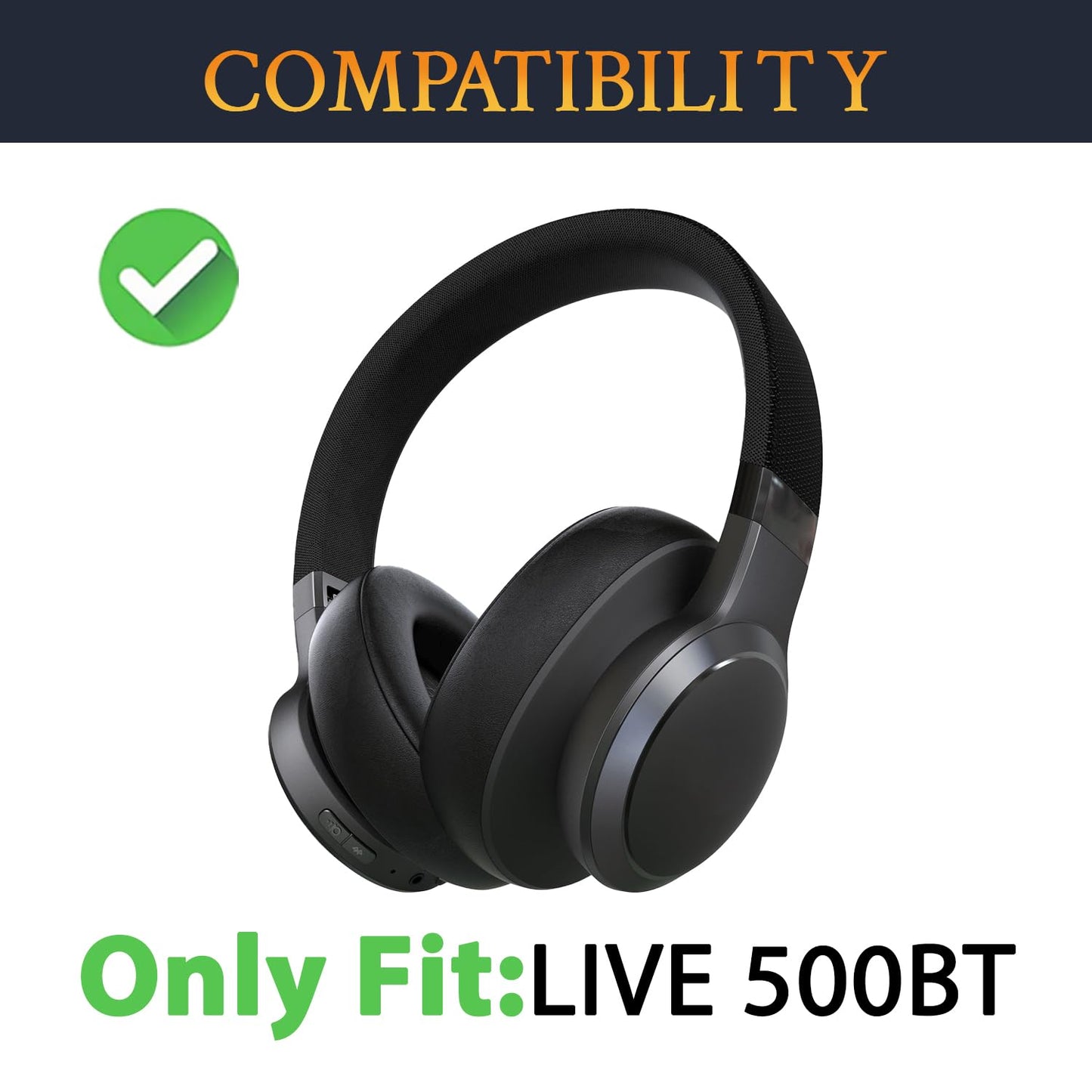 SOULWIT Professional Replacement Ear Pads for JBL Live 500BT/Live 500 BT Around-Ear Wireless Headphone, Earpads Cushions with Softer Protein Leather, Noise Isolation Foam - Grey
