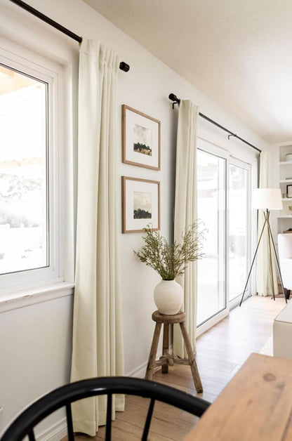 Skiennix 100% Blackout Linen Curtains - Thermal Insulated Drapes for Bedroom | 50" W x 84" L, Light Cream, 2 Panels Set