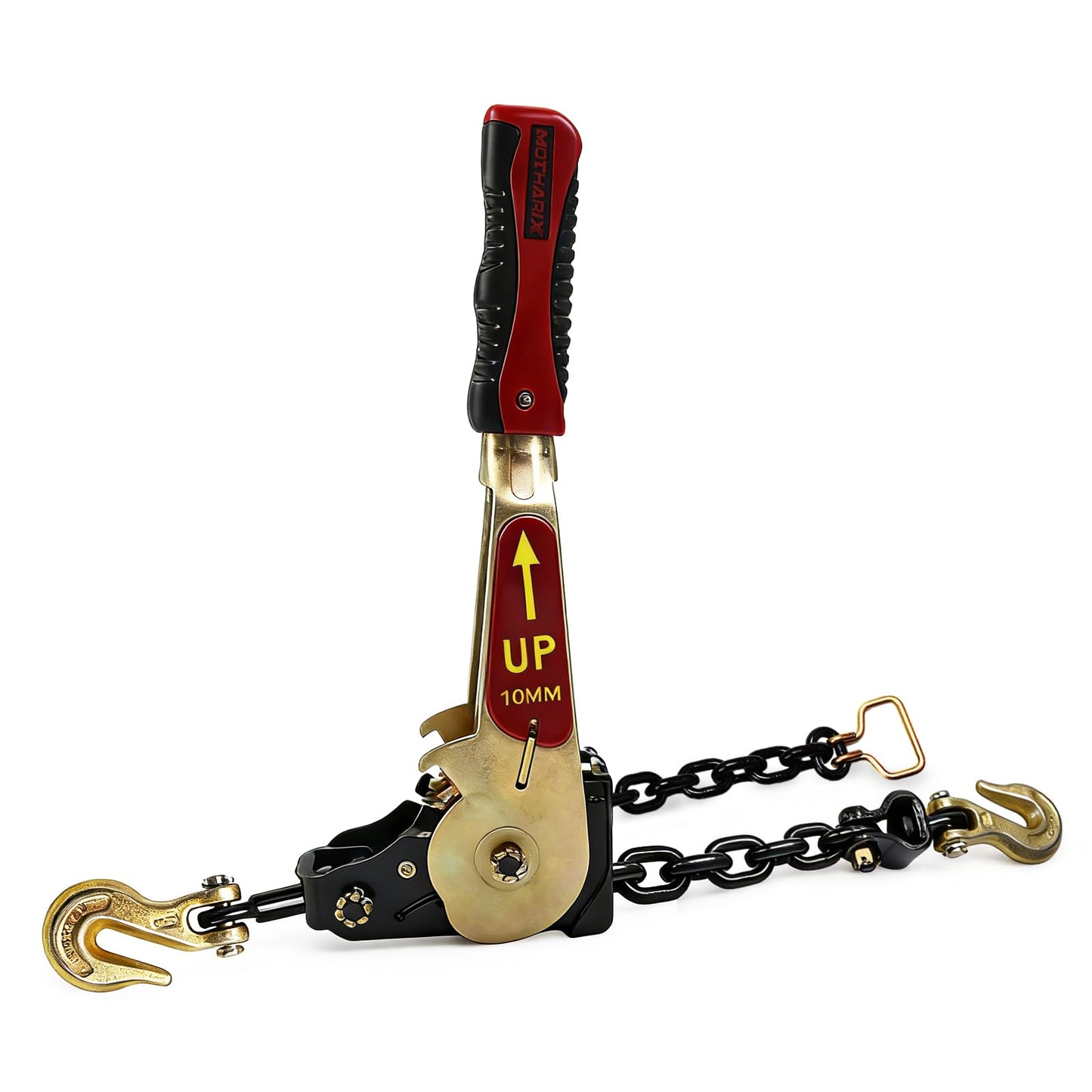 MOTHARIX Ratchet Chain Binders with Grab Hooks, 5400LBS WLL Heavy Duty Tie Down for 5/16" - 3/8" Chains, Secure Load Binder for Flatbed Trailers, Trucks & Heavy Equipment Hauling