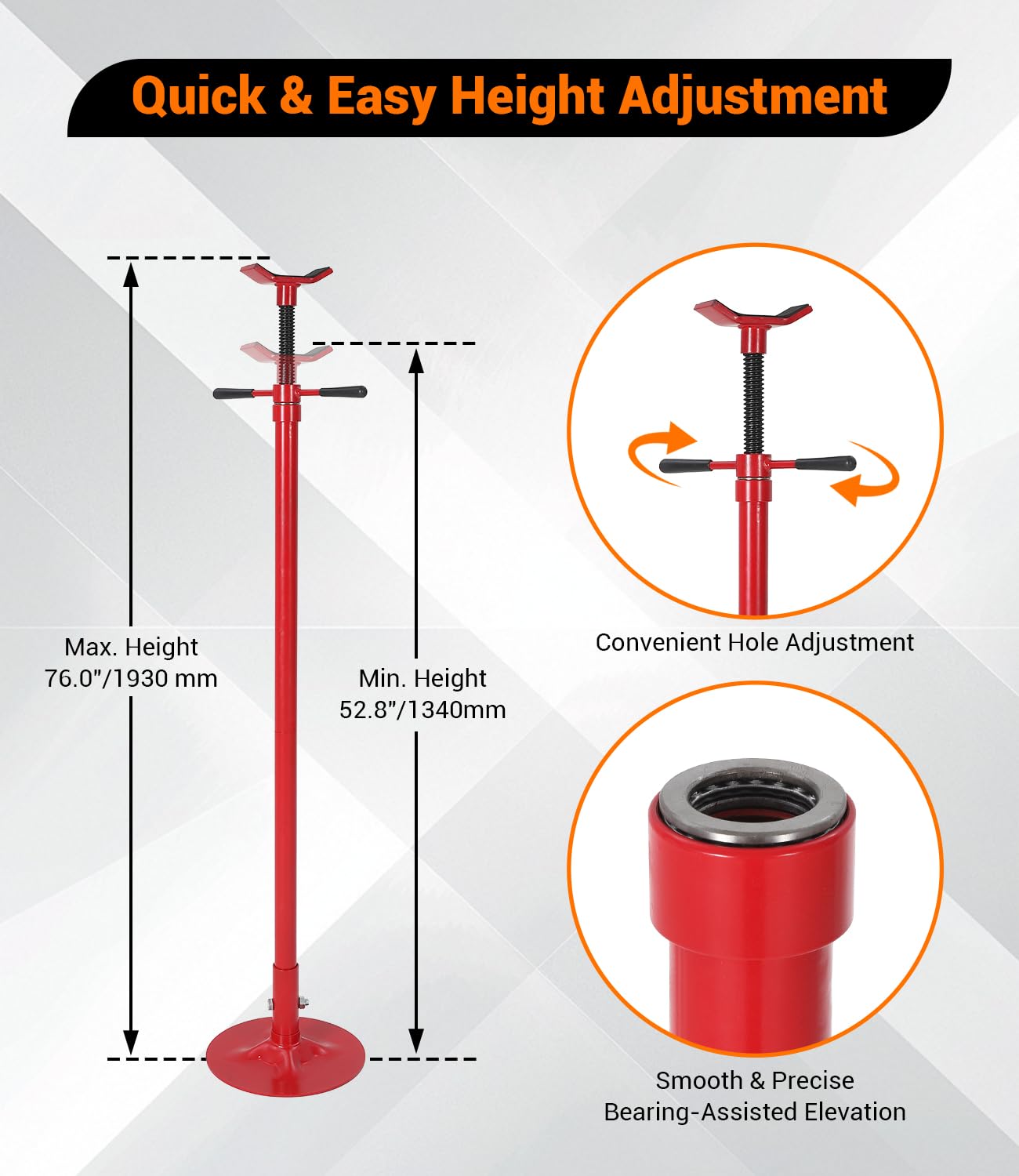 ExploreHorizon 2PACK Underhoist Support Stand, 3/4 Ton Jack Stand, Under Hoist Stand for Vehicle Lifting & Support, 1655Lbs Capacity, Lifting from 38.4 to 75.4Inch,