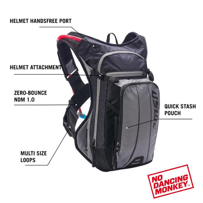 USWE Airborne Limited Race Edition with Water Bladder Included, Hydration Backpack for Men and Women, Ideal for MTB, Cycling, Mountain Biking (9L, Black Grey)