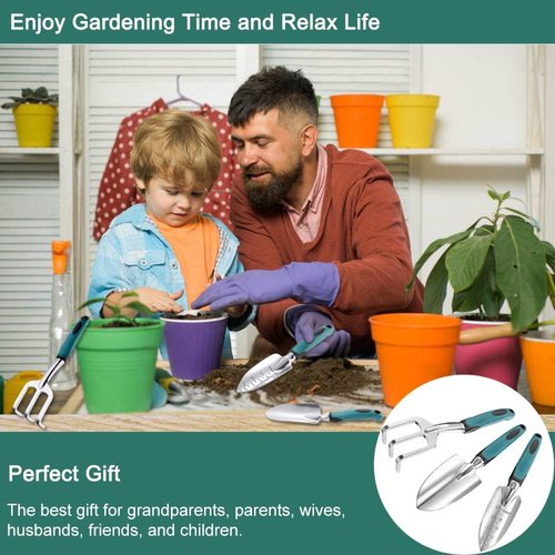 FANHAO Garden Tools Set - 3 Piece Heavy Duty Cast Aluminum Tools with Non-Slip Handles | Durable Gardening Gifts for All