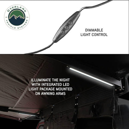 Overland Vehicle Systems 19609927 XD Nomadic 180 Degree Awning Universal with Integrated LED Lights and Black Out | 88 Sq Ft of Coverage | Black Fabric and Travel Bag Included | Weather-Resistant