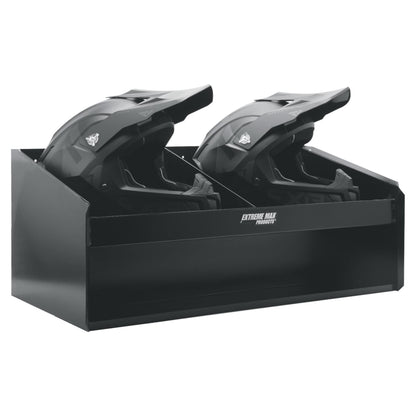 Extreme Max 5001.6139 Double Helmet Bay Wall-Mount Aluminum Cabinet Organizer for Enclosed Race Trailer, Shop, Garage, Storage - Black