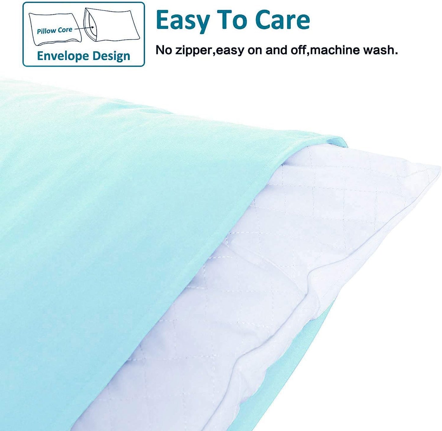 NTBAY Pillowcase Set - 2 Pack Soft Brushed Microfiber Aqua Pillowcases | Wrinkle-Free & Fade-Resistant - 20x26 Inches