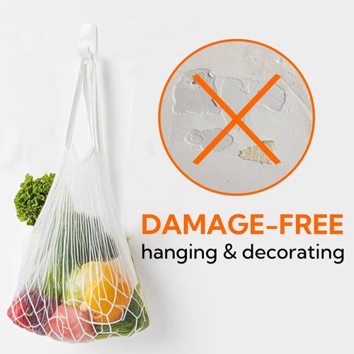 Hookay 10lbs Large Utility Hooks - Damage-Free Wall Hooks with 6 Adhesive Strips | Perfect for Garage, Office, Kitchen
