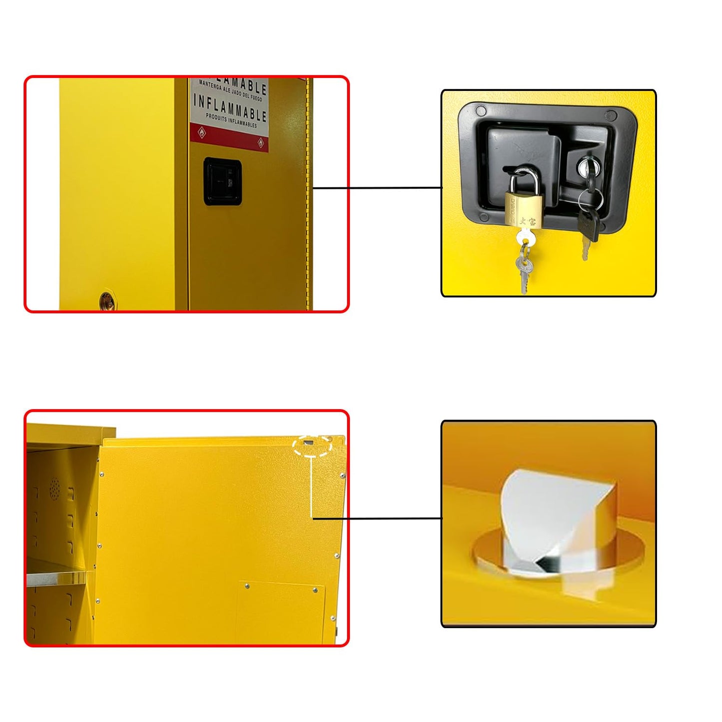 koxuyim Hazardous Storage Cabinets, 18.1" Dx23.2 Wx35.4 H, Industry Safety Cabinet, Dangerous Storage Explosion Proof Cabinet, 2 Adjustable Galvanized Steel Shelf,(5.3 c.f. - Inside Volume)