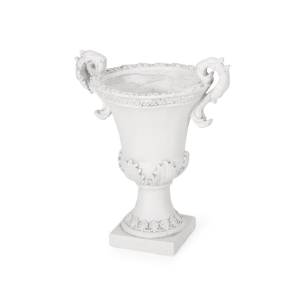 Garden Urn Planter – Roman Design, Faux-Stone Finish, Weather-Resistant for Indoor/Outdoor Use, Multi-Purpose Planter with Drainage Hole and Stopper