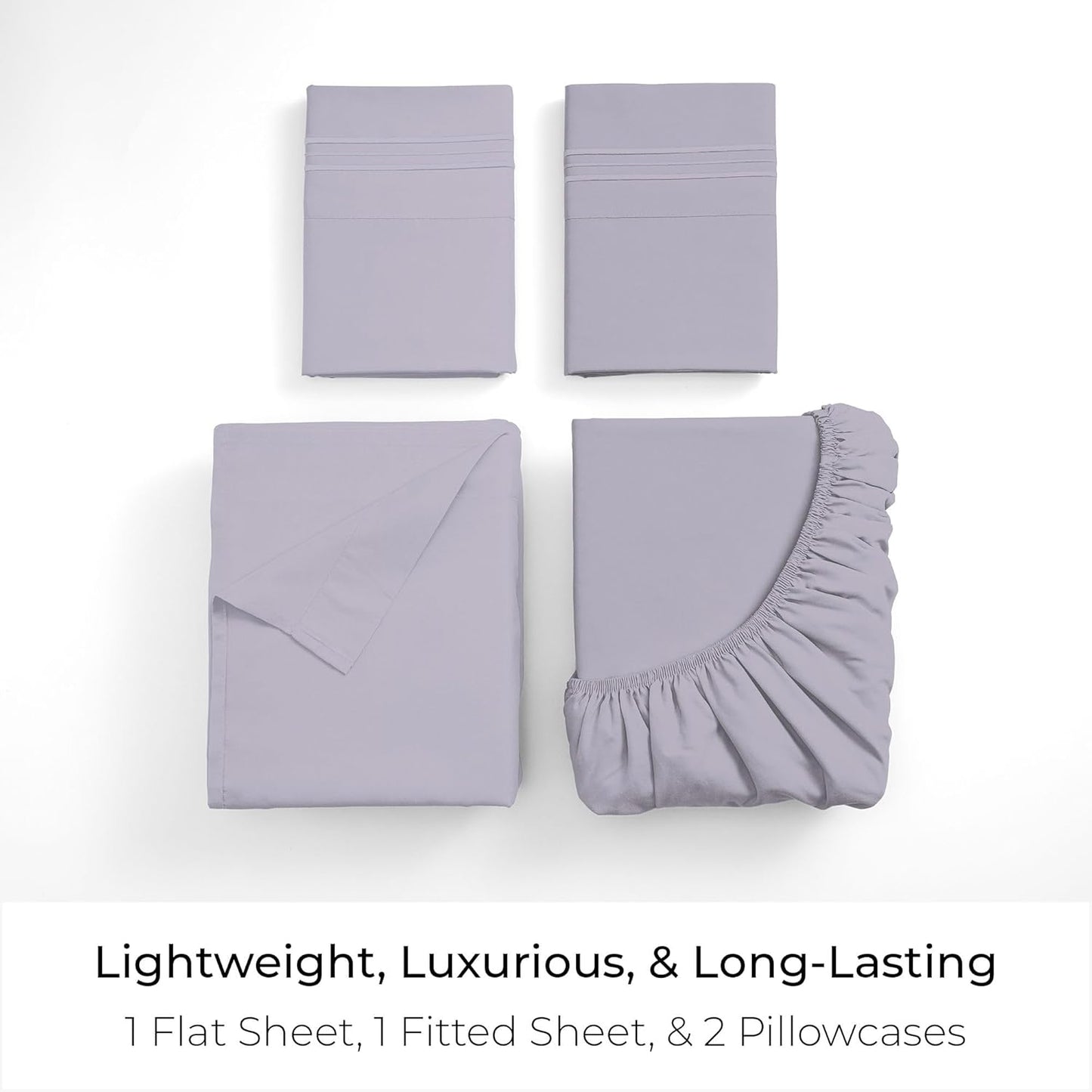 Mellanni California King Sheets Set - 4 PC Luxury Bedding | Extra Soft, Cooling, Wrinkle-Resistant (Cal King, Lavender)