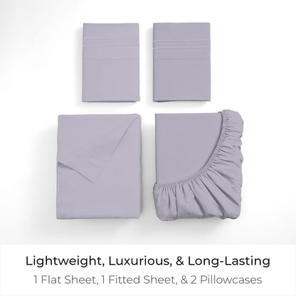 Mellanni California King Sheets Set - 4 PC Luxury Bedding | Extra Soft, Cooling, Wrinkle-Resistant (Cal King, Lavender)