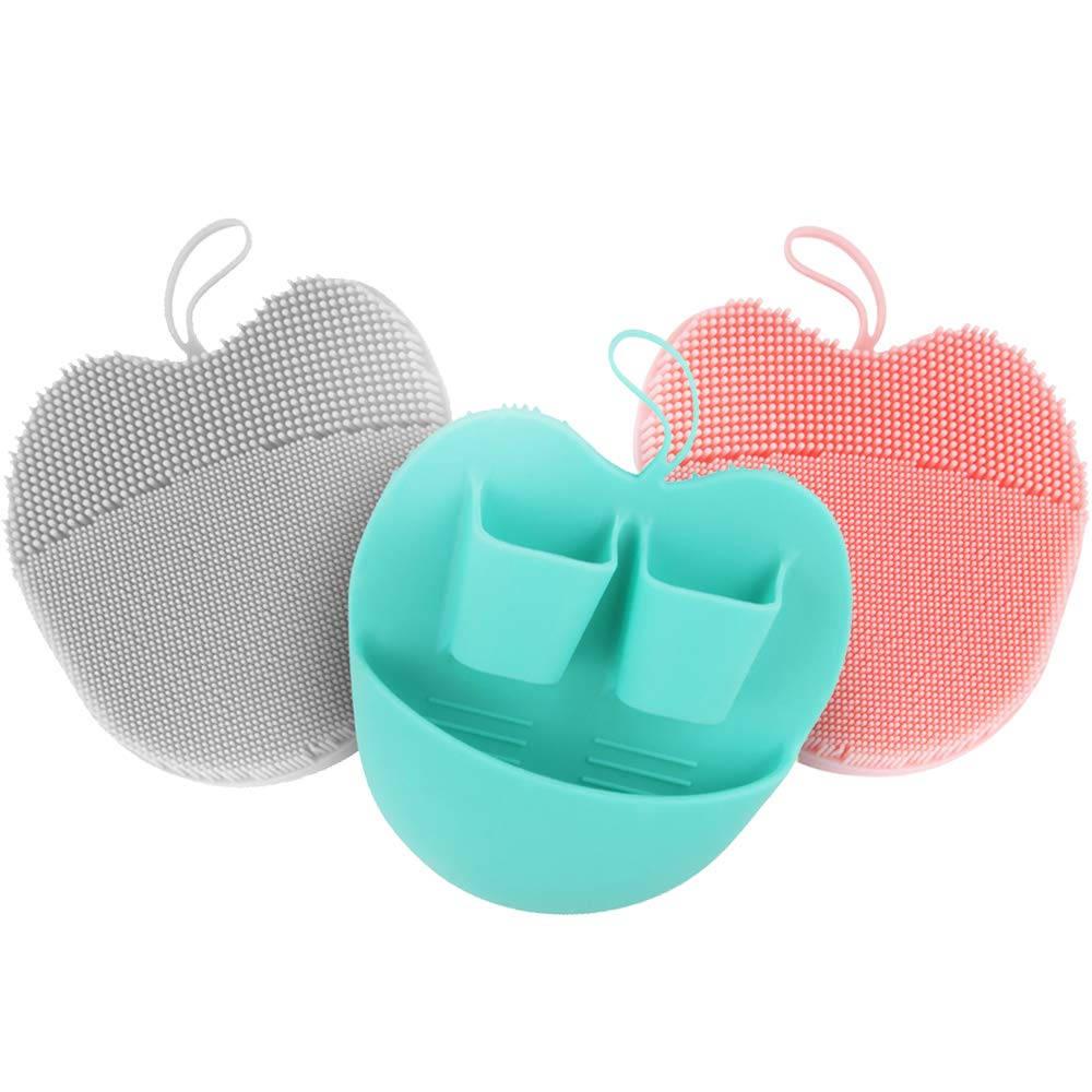 INNERNEED Super Soft Silicone Face Cleanser and Massager Brush Manual Facial Cleansing Scrubber Handheld Wash Pad for Sensitive, Delicate, Dry Skin (Pack of 4)