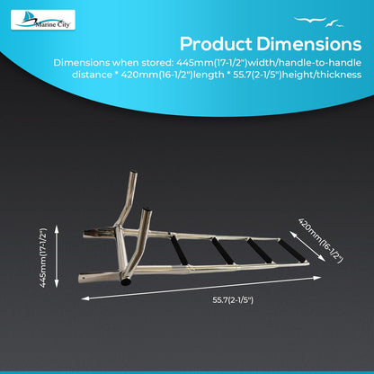 MARINE CITY 316 Grade Stainless Steel 4-Step Over Platform Telescoping Ladder with Retractable Handle