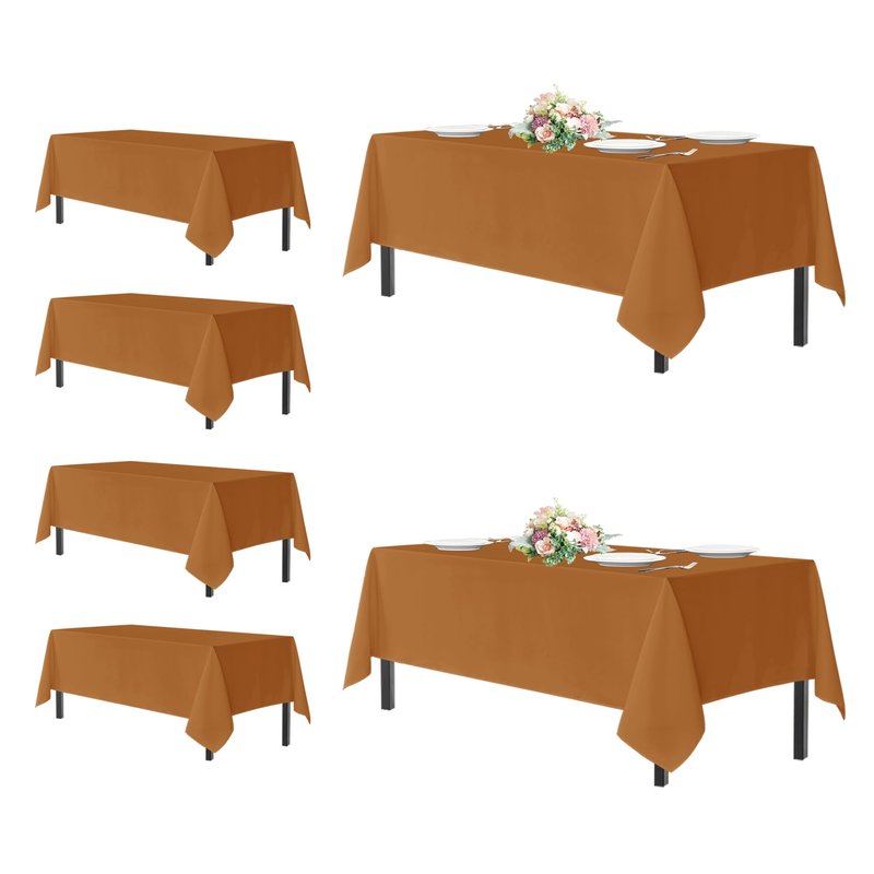 sancua Thanksgiving Round Tablecloth 120 Inch Diameter, 8 Pack Bronze, Circle Polyester Fabric Light Brown Fall Table Cloth Cover for Harvest Wedding Party Reception Banquet (Fit 48-96 Inch Tables)