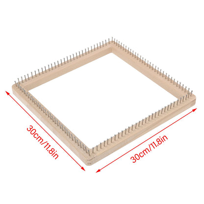 Wooden Knitting Looms for Blankets Square, DIY Hand Crafted Chunky Yarn Looms Board for Hat Scarf Socks Sweater Beech Wood & Stainless Steel (30 * 30cm)