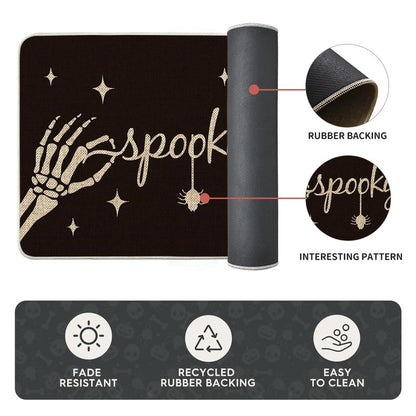 Artoid Mode Spooky Skeleton Spider Bone Black Halloween Kitchen Mats Set of 2, Black Home Decor Low-Profile Kitchen Rugs for Floor - 24x35 and 24x59 Inch