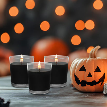 Set of 6 Black Votive Candles, Clear Glass Filled Unscented Soy Wax Candle for Home Décor Weddings Spa Holidays Party and DIY