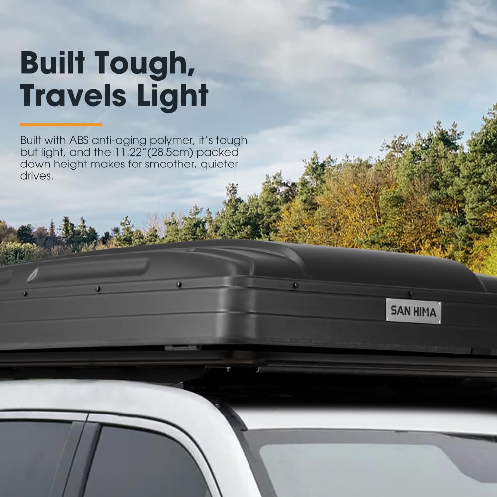 Sanhima Rooftop Tent Hard Shell - Jervis Overland Aluminium ABS Roof Top Tent w/Stargaze Window & LED Strip Light for Car SUV Truck Camping, 2-3 People (Gray)