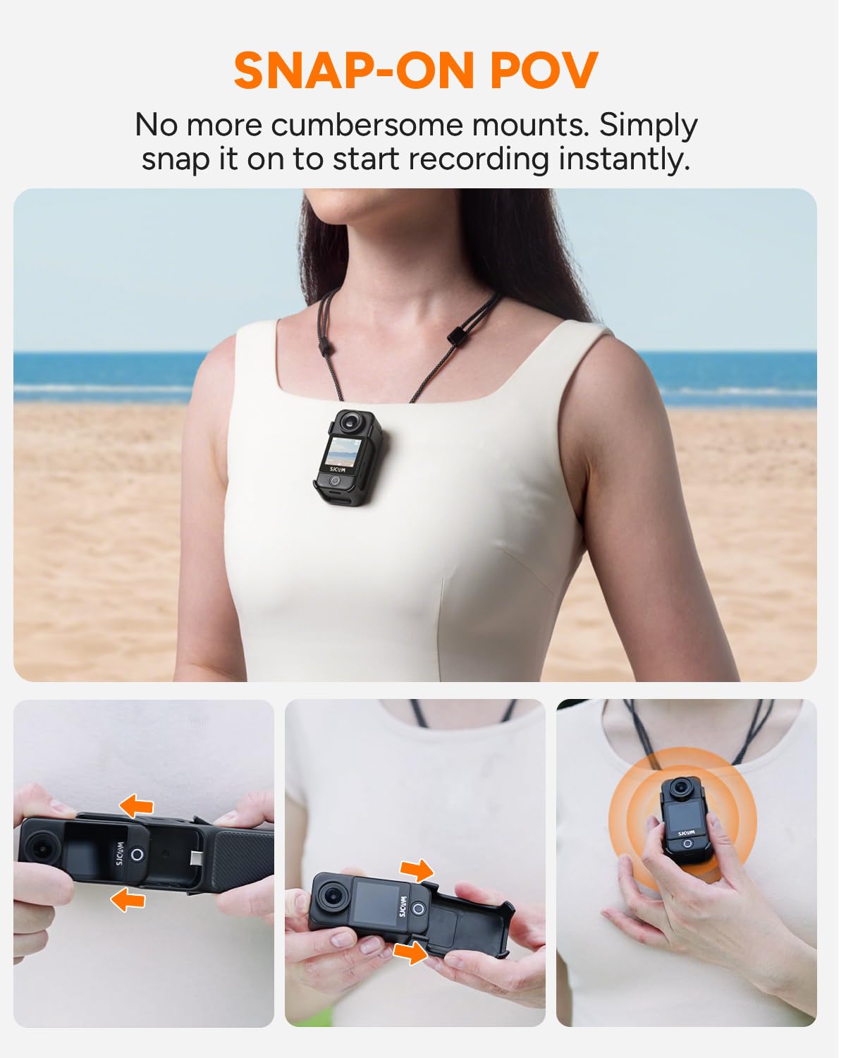 SJCAM C400 4K Travel Vlogging Camera with 128GB Card,7H Recording Body Camera for YouTube Creators,6-Axis Stabilizer & 2.29'' Touch Screen,30M Underwater,Black,Camara para grabar contenido