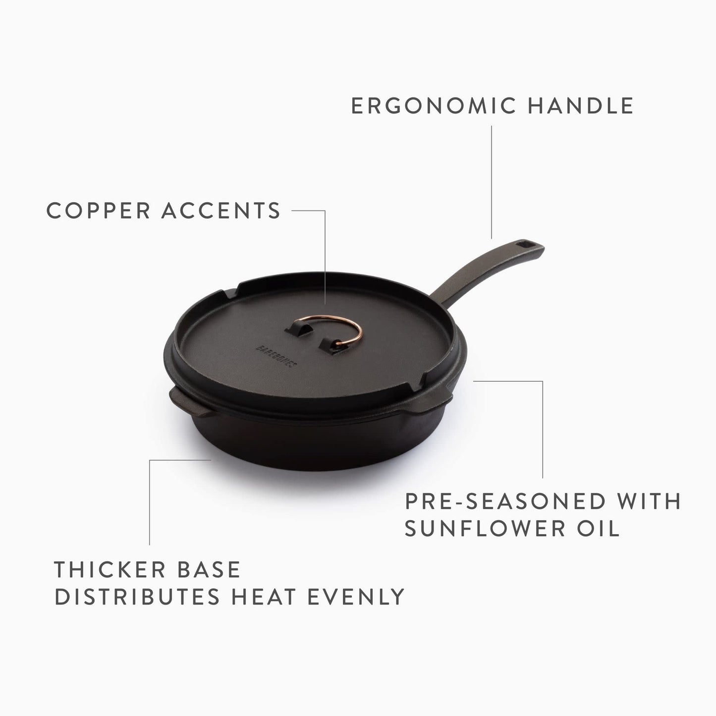 Barebones 10-Inch All-In-One Cast Iron Skillet Set- Skillet with Cast Iron Dutch Oven Style Lid - Camping Cookware Set