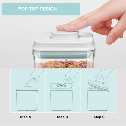 Cozey Daily Pop Containers with Lids - Stackable Airtight Food Storage, Kitchen Pantry Storage Containers for Snacks Candy Salt Herbs Spices BPA-Free (15PCS (0.5 + 1.2 + 2.0 + 2.7 + 3.3 Qt) * 3)