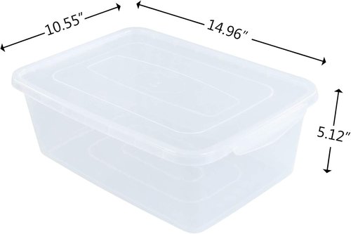 Inhouse 14 Quart Clear Storage Bin - Durable Plastic Latching Container with Lid | Set of 4