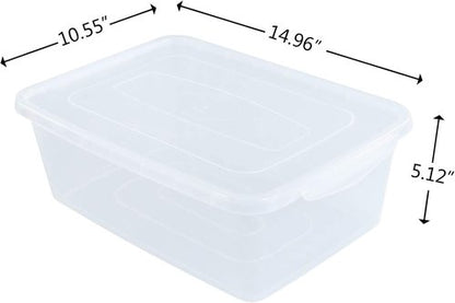 Inhouse 14 Quart Clear Storage Bin - Durable Plastic Latching Container with Lid | Set of 4