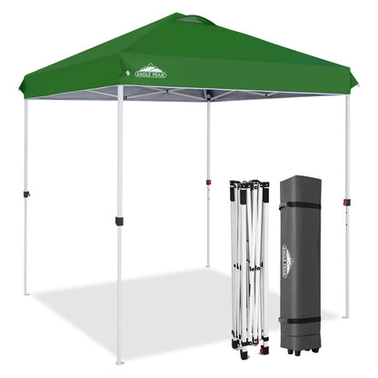EAGLE PEAK Pop Up Canopy Tent with Wheeled Carry Bag, 8 Stakes, 4 Ropes, Easy Set Up Tent Canopy, 6.6x6.6 ft, Green