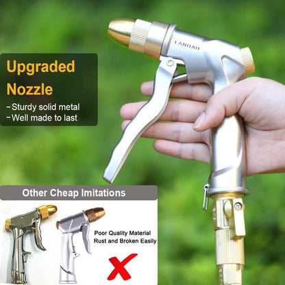 FANHAO Heavy Duty Metal Garden Hose Nozzle - Adjustable Brass Tip Spray for Plants, Cars & Pets
