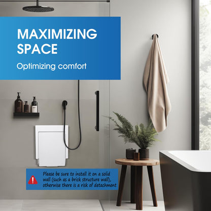 iHork 550lbs Capacity Big Size Folding Shower Seat and Bench Wall Mounted,Wall Mounted Folding Chair with Solid 304 Steel Structure