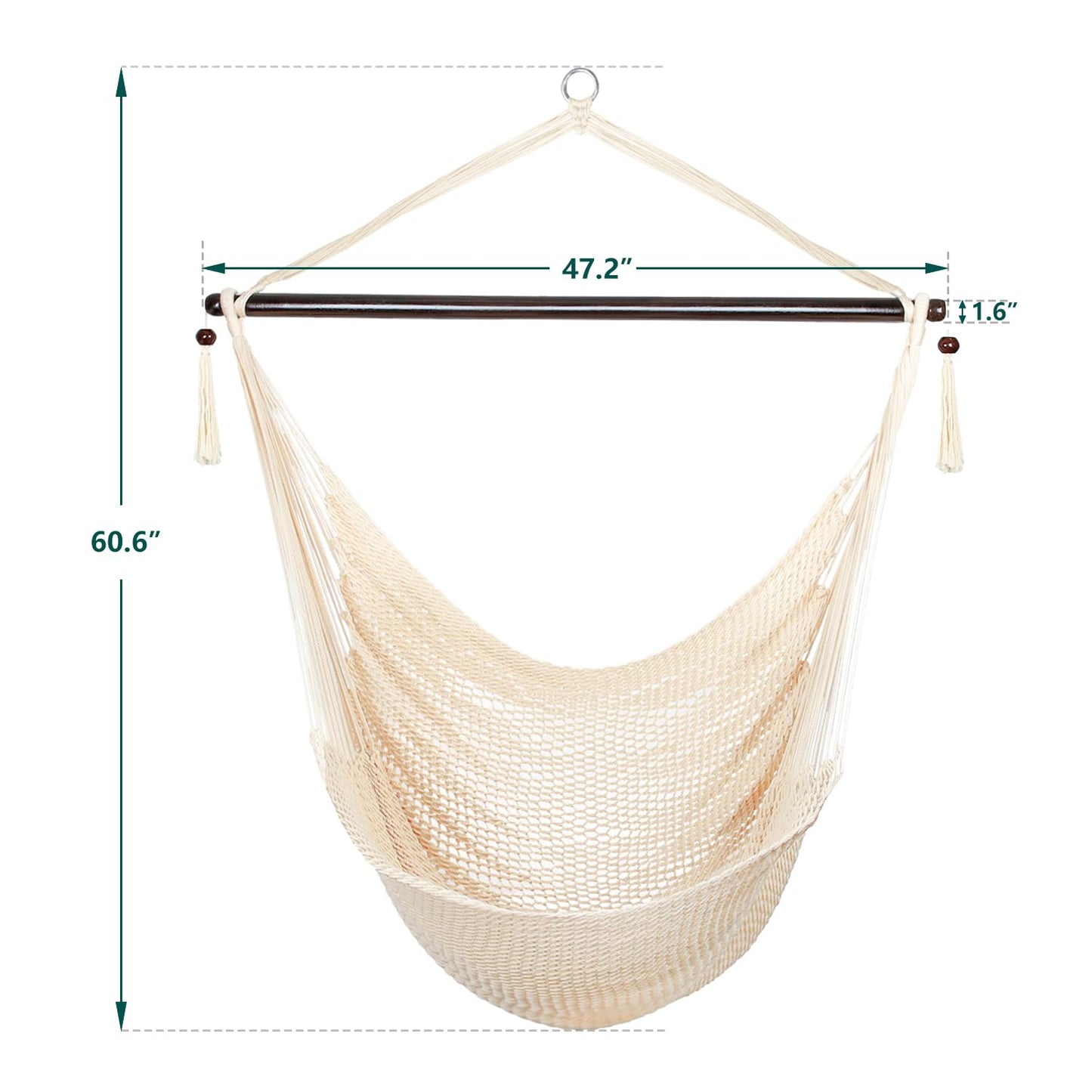 Bathonly Large Hammock Chair with Spreader Bar, Caribbean Hammock Swing Chair with Stand, XL Hammock Chair Outdoor Indoor, 330 LBS Weight Capacity