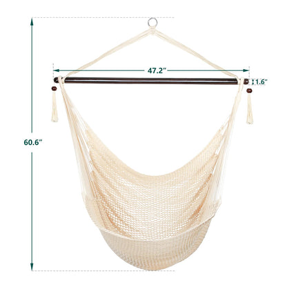 Bathonly Large Hammock Chair with Spreader Bar, Caribbean Hammock Swing Chair with Stand, XL Hammock Chair Outdoor Indoor, 330 LBS Weight Capacity