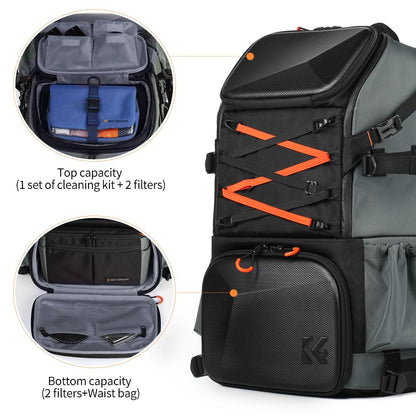 K&F CONCEPT Camera Bag EVA Waterproof 2 in 1Camera Backpack Shoulder Bag 32L Large Capacity with Rain Cover Storage for 15.6" Laptop for Photography