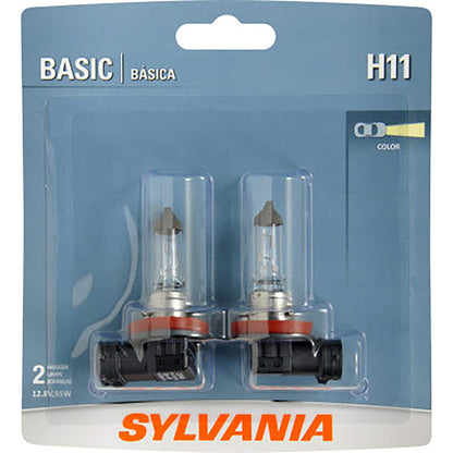 SYLVANIA H11 Halogen Bulbs for Headlight, Fog, and Daytime Running Lights - 2 Pack, Black, Model H11.BP2