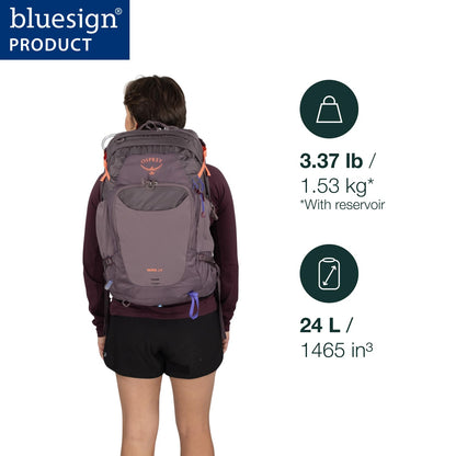 Osprey Mira 24L Women's Hiking Backpack with Hydraulics Reservoir - Hydration Pack with Water Bladder, Graphite Purple