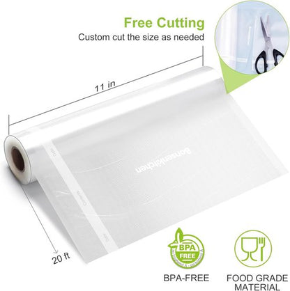 Bonsenkitchen Vacuum Sealer Bags - Heavy Duty 11" x 20' Rolls | BPA Free Food Storage & Sous Vide Cooking