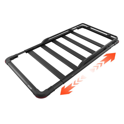 VEVOR Roof Rack Cargo Basket, 64 x 39 x 4.53 in, Heavy Duty Roof Top Carrier Basket with Extension, 200 lbs Capacity, All-Weather Car Top Luggage Holder, Universal Fit for SUVs Trucks Vehicles Pickups