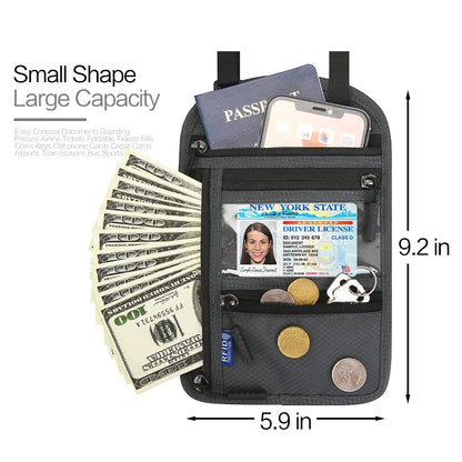 Neck Wallet Lightweight RFID Blocking Waterproof Travel Pouch for Women Men