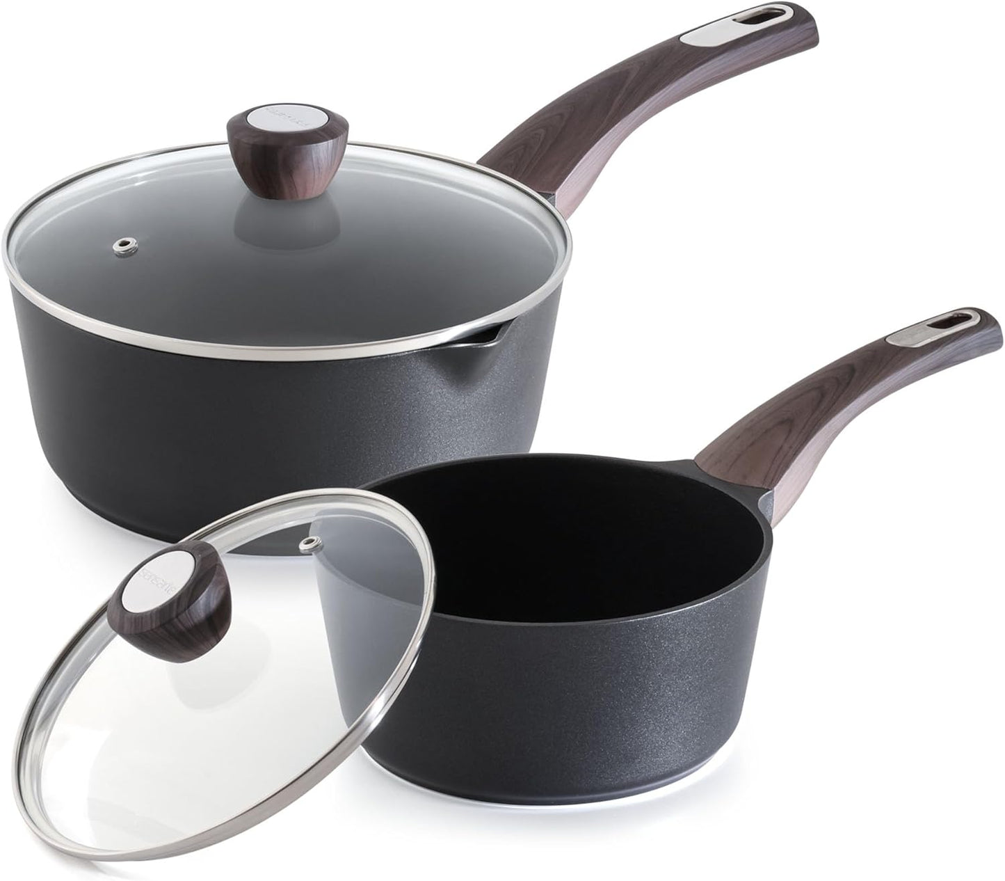 SENSARTE Nonstick Saucepan Set - 2.0 & 3.0 Quart Cooking Pots with Lid | Induction Compatible, Easy to Clean, PFOA Free