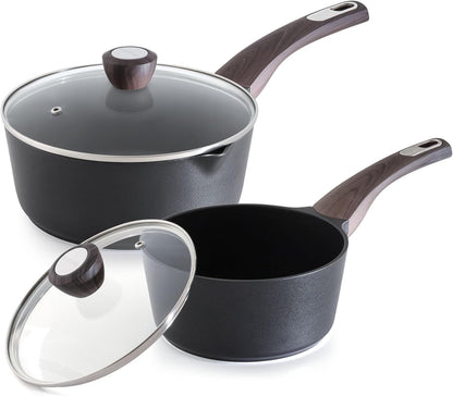 SENSARTE Nonstick Saucepan Set - 2.0 & 3.0 Quart Cooking Pots with Lid | Induction Compatible, Easy to Clean, PFOA Free