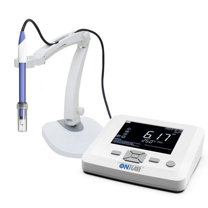 ONiLAB Benchtop Lab pH Meter, 0.01 pH Accuracy, 1-3 Points Auto Calibration, 3-in-1 pH/Temp. Electrode
