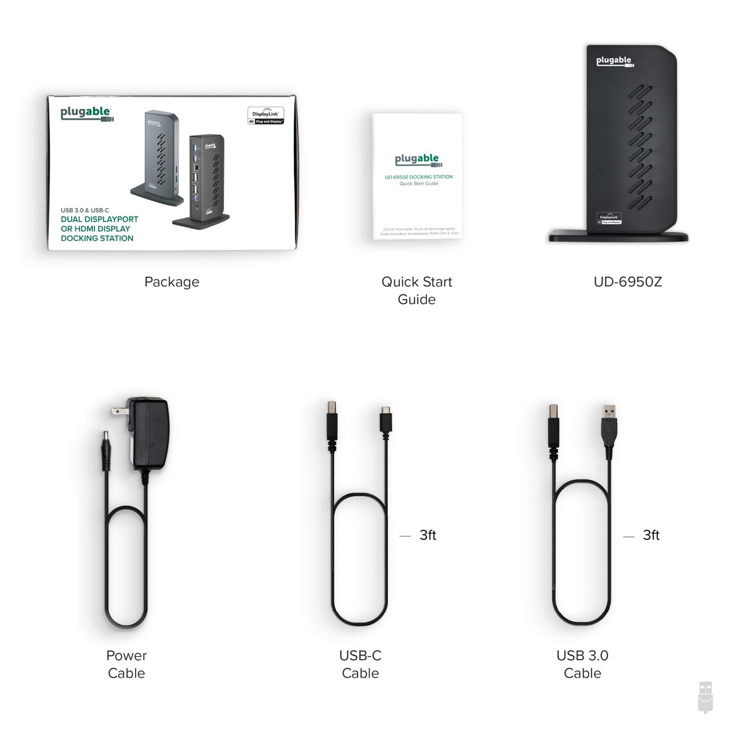 Plugable Dual DisplayPort & HDMI Docking Station - USB 3.0 & USB-C Laptop Dock for Dual Monitors, DisplayLink, Mac (Driver Required), ChromeOS & Windows, Gigabit Ethernet and Audio (UD-6950Z)