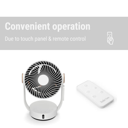 Stadler Form 3D air circulator Leo, fan with horizontal and vertical swing mode, wide range of up to 26 feet, white with remote control