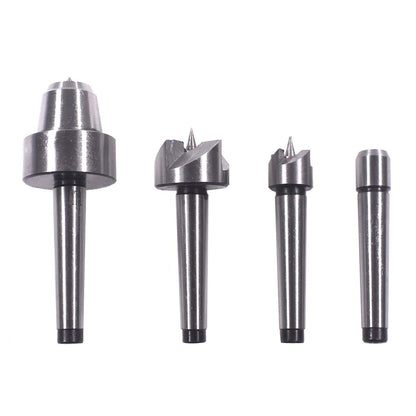 HGC 4 Pcs MT1 Steel Wood Lathe Live Center Drive Spur Cup Arbor with Wood Case